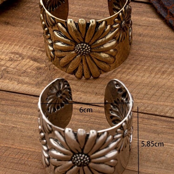 Gold Floral Cuff Bracelet - Picture 2 of 4